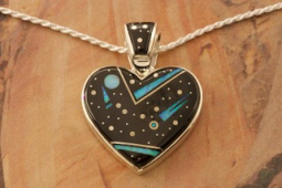 Calvin Begay Night Sky Heart Sterling Silver Pendant